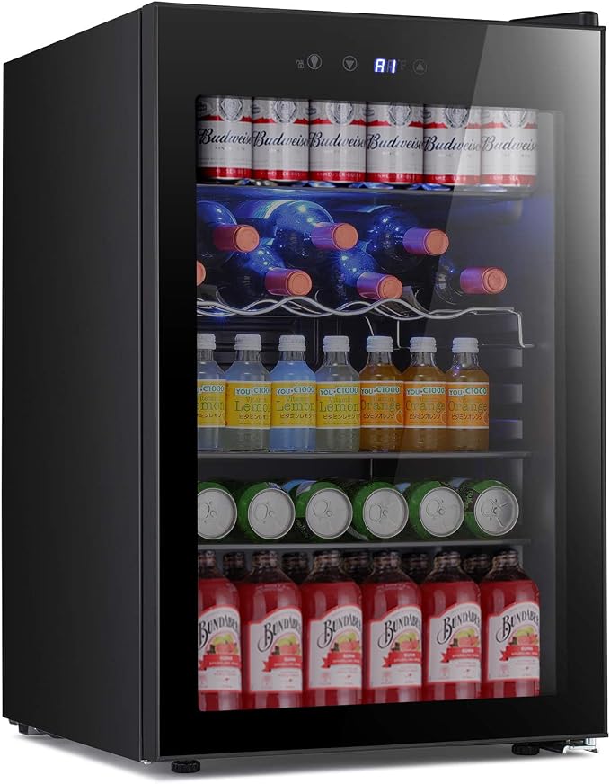 Antarctic Star Beverage Refrigerator -150 Can Mini Fridge for Soda Beer or wine,Small Drink Dispenser, For Office or Bar with Adjustable Removable Shelves，4.5 Cu. Ft. (Black) by AntarcticStar