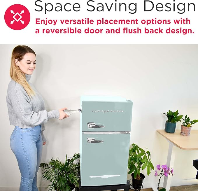 Frigidaire EFR840 Retro Mini Fridge with Freezer & Side Bottle Opener - Small 2 Door Refrigerator for Office Bar or College Dorm Room - 3.2 Cu Ft, Mint - Image 6