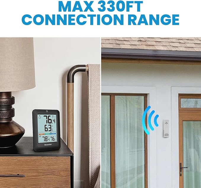 Newentor Indoor Outdoor Thermometer Wireless, Weather Station - Image 2