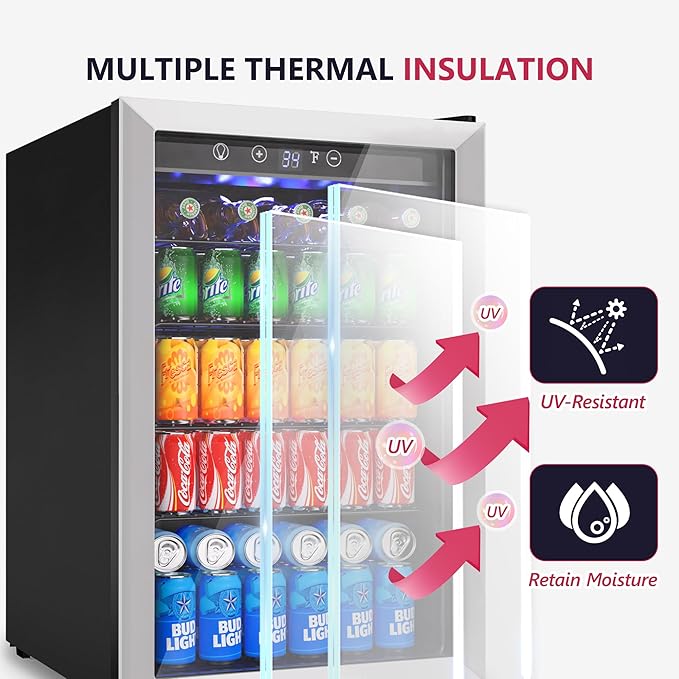 4.5 Cu.ft Beverage Refrigerator Cooler, 145 Can Mini Fridge with Digital Temperature Display for Soda Beer Wine, Freestanding beverage fridge with Adjustable Shelving for Home Office Bar - Image 3