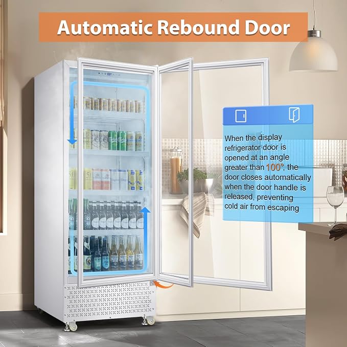 14.8CuFt Glass Door Beverage Cooler Quick Chill White | Fast cool, 630-can, self-closing door, auto-defrost, low noise, display for store/office - Image 2