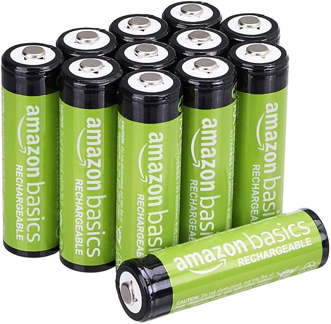 Amazon Basics 12-Pack Rechargeable AA NiMH Batteries, 2000 mAh, Low Self by AmazonBasics
