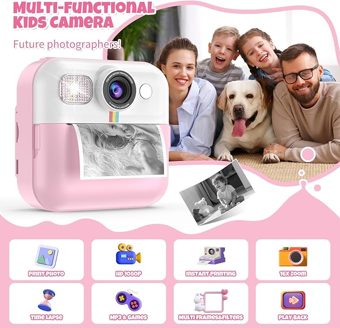 BOFIDAR Instant Print Camera for Kids, Christmas Birthday Gifts for Girls Age - Image 2