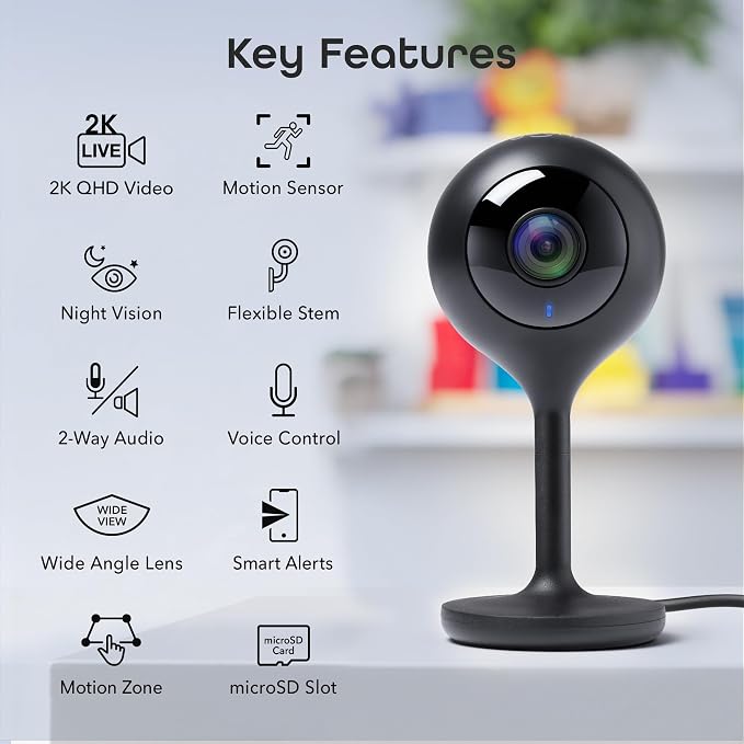 Geeni Look 2K 4MP Smart Indoor Security Camera – 1440p Ultra HD WiFi Pet & Baby - Image 2
