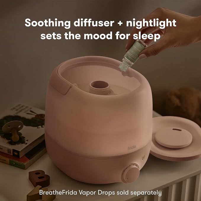 Frida Baby 3-in-1 Cool Mist Humidifier for Large Rooms, Top Fill Humidifier for Bedroom, Allergy Relief, 60 Hour Runtime + Nightlight, Auto Shut-Off, Quiet, Carry Handle, Essential Oil Diffuser - Image 6