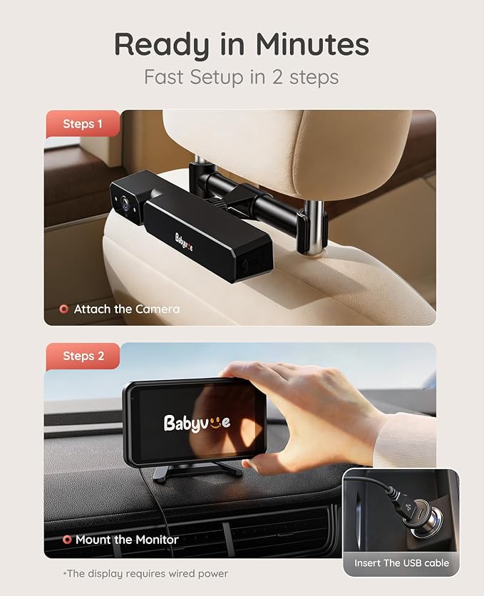 Babyvue BV6 Wireless Baby Car Camera Fast Setup, No Wiring Car Baby Monitor | - Image 3