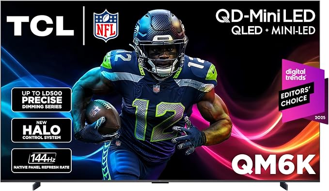 TCL 98 Inch Class QM6K Series | Mini LED QLED 4K HDR | 98QM6K, Latest Model | 120HZ-144HZ High Brightness Smart Google TV Dolby Atmos Onkyo Audio | Voice Remote Alexa Gaming Streaming Television by TCL