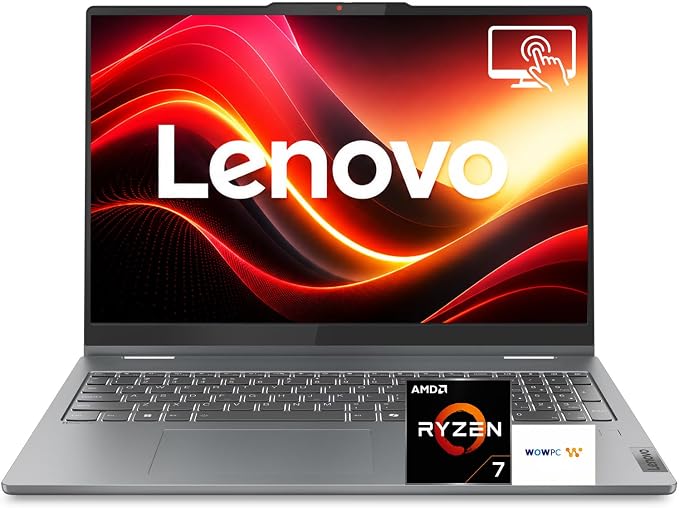 Lenovo IdeaPad 5 2-in-1 Convertible Laptop, AMD Ryzen 7 8845HS Processor, 16" WUXGA IPS Touchscreen, 16GB DDR5 RAM, 1TB SSD, Fingerprint Reader, Backlit Keys, Wi-Fi 6, Windows 11 Home, WOWPC USB by LENOVO