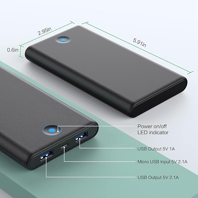 [2-Pack] Portable Charger Power Bank 20000mAh,Ultra Slim Fast Charging Battery Pack with Dual USB Outputs,Travel Essential Portable Phone Charger for iPhone 17/16/15/14/13/12/X,Galaxy S24, Android etc - Image 5
