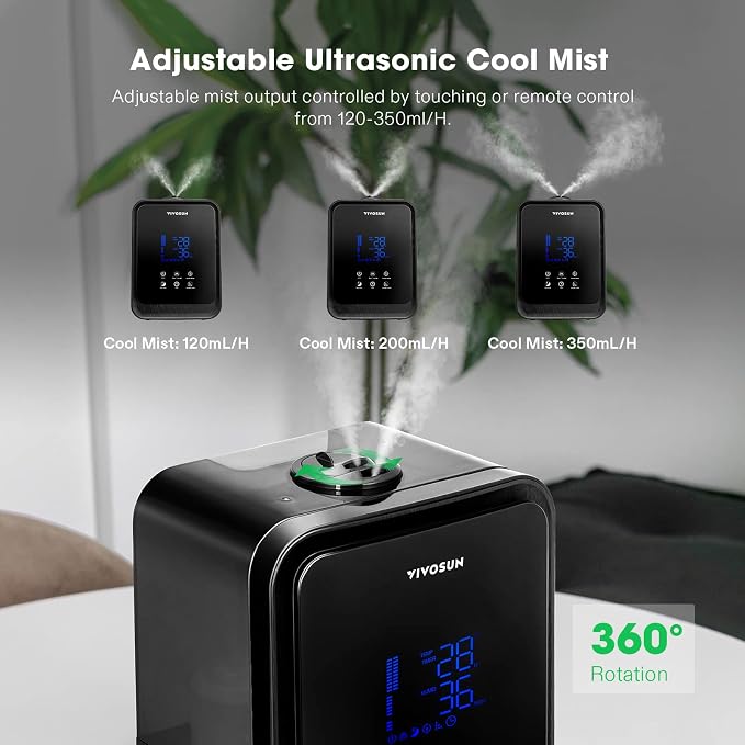VIVOSUN 4.5L 2-in-1 Cool & Warm Mist Ultrasonic Humidifier with Essential Oil Box & Remote Control for Bedrooms, Offices, Plants, Babies, Dryness, and Skincare - Image 2
