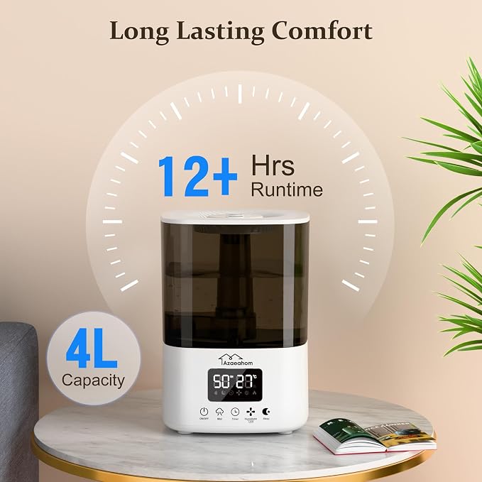 Smart Humidifiers for Bedroom, Top Fill 4L Cool Mist Air Humidifier for Large Room, Essential Oil Diffuser App Control, Fast Symptom Relief, Nightlight, 12H Quiet Runtime for Baby, Plant - Image 9
