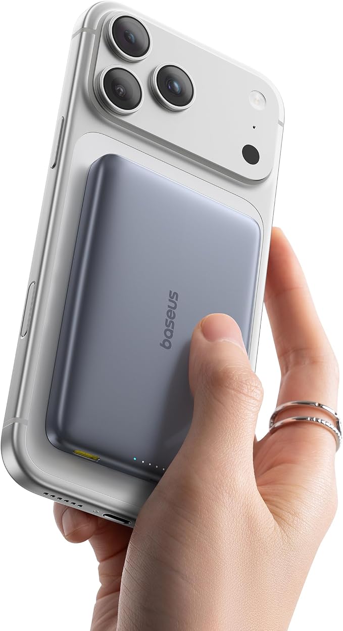 Baseus Picogo Magsafe Portable Charger, Qi2 15W 0.5" Ultra Slim 10000mAh Wireless Power Bank, 27W Fast Charging Magnetic Battery Pack with USB-C for iPhone 17 Pro Max/17 Pro/Air/16/15/14/13/12 by Baseus