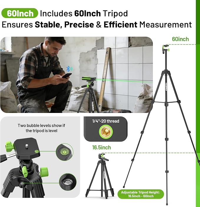 Huepar 395FT Bluetooth Green Laser Measuring Tool - Image 4