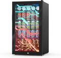 Velivi Gaming Light Up Glass Door Beverage Refrigertor, 3.2 Cu Ft Gaming Mini Fridge with Led RGB Lights Lockable Mini Fridge For Soda Beer, Drink Cooler Cyberpunk Gaming Rooms Bar Home Party | 3.2 Cu Ft Mini Fridge with Led RGB Lights for Soda Beer, D... by Velivi