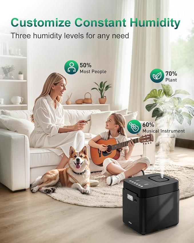 Mifasol Stainless Steel Humidifier, 3.3L/0.87Gal Steam Warm Mist Humidifiers for Bedroom 800 sq ft, Easy to Clean Humidifiers for Home, Dishwasher Safe Humidifier Large Room Baby Nursery Office, Black - Image 4