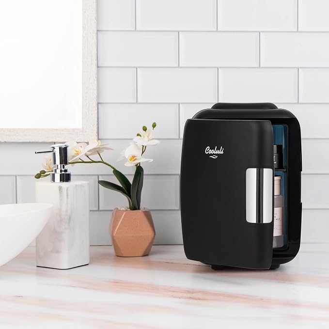 Cooluli Mini Fridge for Bedroom - Car, Office Desk & Dorm Room - Portable 4L/6 Can Electric Plug In Cooler & Warmer for Food, Drinks, Skincare Beauty & Makeup - 12v AC/DC & Exclusive USB Option, Black - Image 8