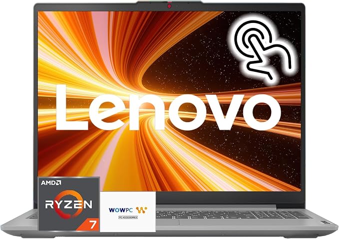 Lenovo Slim 3 Touchscreen Business Laptop, Ryzen 7 5825U Processor (Beats i7-1355U), 15.6" FHD LED Display, 16GB RAM, 512GB PCIe SSD, SD Card Reader, WiFi 6, Windows 11, WOWPC Recovery USB by LENOVO