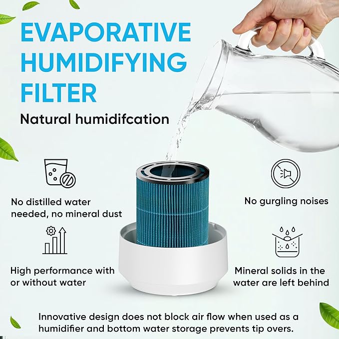Air Purifier and Humidifier Combo All in One for Bedroom - Quiet 2 in 1 Smart Air Humidifier and Purifier for Home - Use Year-round for up to 1100 sq ft - InvisiClean AquaNova - Image 5