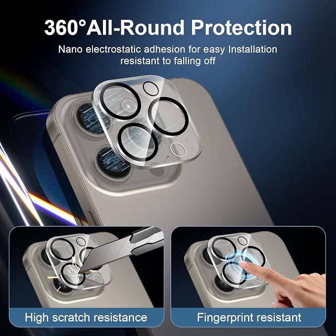NEW'C 3x for iPhone 16 Pro Screen Protector+ 3x Camera Lens Protector, Sensor - Image 4