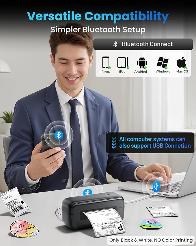Phomemo Shipping Label Printer- 4x6 Bluetooth Thermal Address Label Printer - Image 2