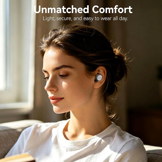 TOZO T10 Wireless Earbuds Powerful Bass Stereo Wireless Charging, APP, IPX8 | Waterproof, 55H Playtime, Ergonomic Design In Ear buds, App Customize EQ, Bluetooth 5.3 Headphones for Work, Travel, White - Image 4