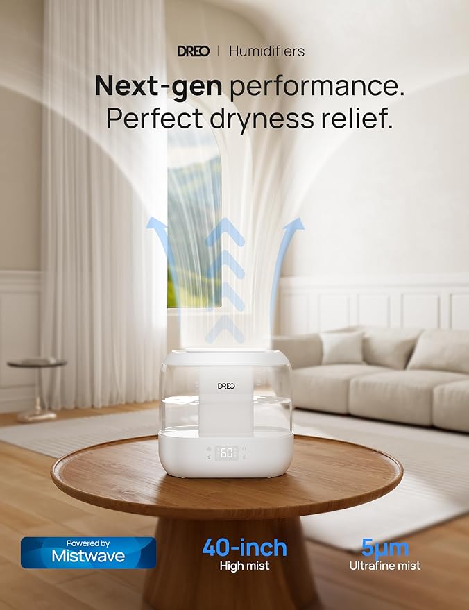 Dreo Smart Humidifiers for Bedroom, Top Fill 4L Supersized Humidifier Large Room with 28 dB, 36H Runtime, Touch/APP/Voice Control, Nightlight, Cool Mist Humidifiers for Baby, Plants, Indoor, White - Image 4