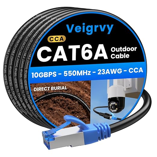 Cat6A Outdoor Ethernet Cable 40 ft Supports POE, 23AWG 550MHz high-Speed CAT6A by EthernetCable