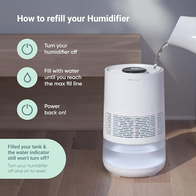 BLUEAIR Premium Smart Humidifier for Large Rooms, Bedrooms, Better Sleep with Evaporative Invisible Mist Tech, Auto Humidify, Easy Top Fill, Smart Control with App, Touchscreen, 3.5L Tank for 48 hours - Image 9