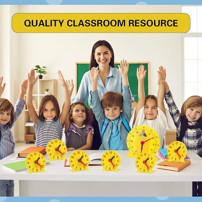 Lenwen 2 Pcs Classroom Clock Kit 24 Hours Learn to Tell Time Teaching Clock Toy - Image 4