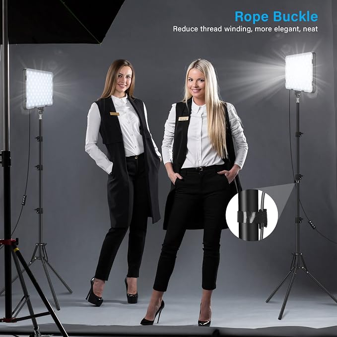 2 Pack LED Video Light with 63'' Tripod Stand, Obeamiu 2500-8500K Dimmable - Image 6