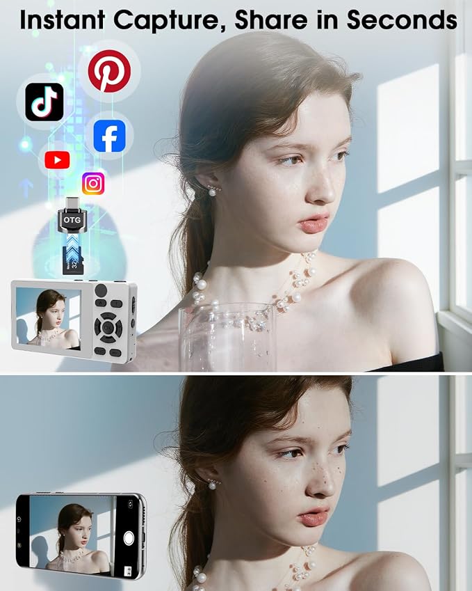 Digital Camera with Front Rear Lens, Autofocus 64MP 4K Camera - Image 7