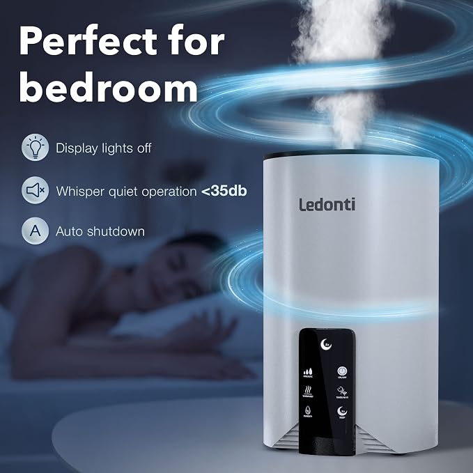 Humidifiers for Bedroom Smart Control - Dual Mist Cool & Warm Mist Humidifier 4L Big Capacity Top Fill Water Tank, Quie Humidifier, for Large Rooms Home Living Office Baby - Ultrasonic Humidifier - Image 2