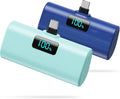 [2-Pack]Small Portable Charger 5200mAh, Upgraded PD USB C Power Bank Built-in USB-C Connector, LCD Display Battery Pack Compatible with iPhone 15/15 Plus/15 Pro/15 Pro Max/Samsung Android(Blue+Green) by HETP