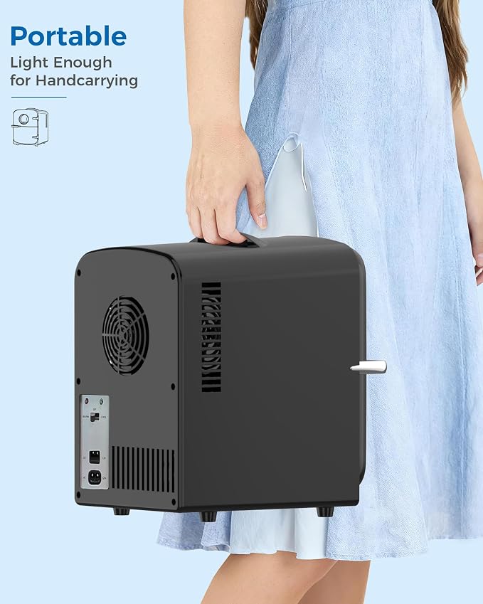 Electactic Mini Fridge for Skincare, 4L/6 Cans Portable Compact Cosmetic Fridge, Desktop Fridge with AC/DC Adapters, Observation Window, Small Cooler and Warmer for Beverage, Makeup, Bedroom, Black - Image 6