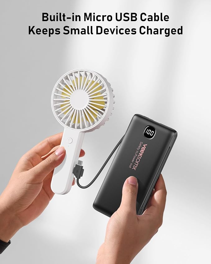 Portable Charger Power Bank Built in Cables and Wall Plug, 10000mAh iPhone Battery Pack Fast Charging, USB C External Slim Power Bank, Travel Essentials Compatible with iPhone 17 16 15 14 iPad, Black - Image 5