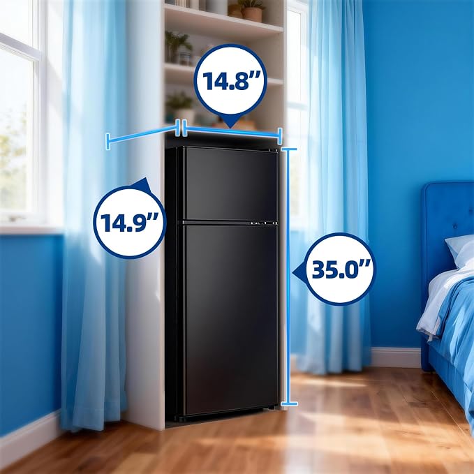 Mini Fridge with Freezer Ample Capacity 2.6 CU.FT Small Refrigerator with Top Freezer & 7 Adjustable Temperature 2 Door Small Fridge for Office, Dorm, Bedroom Black - Image 6