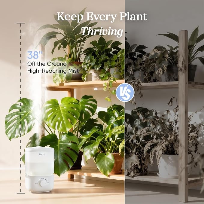 LEVOIT Top Fill Humidifiers for Bedroom, 2.5L Tank for Large Room, Easy to Fill & Clean, 28dB Quiet Cool Mist Air Humidifier for Home Baby Nursery & Plants, Auto Shut-off for Safety, 25H - Image 4