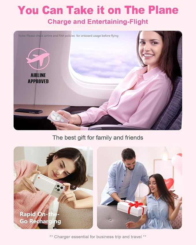 Kesguar Magnetic Portable Charger, 10000mAh 22.5W PD Super Fast Charging Wireless Power Bank. Ultra-Strong Magnet, USB C in&Out Battery Pack for Magsafe, iPhone 17/16/15/13/12 Pro Series, Pink - Image 7