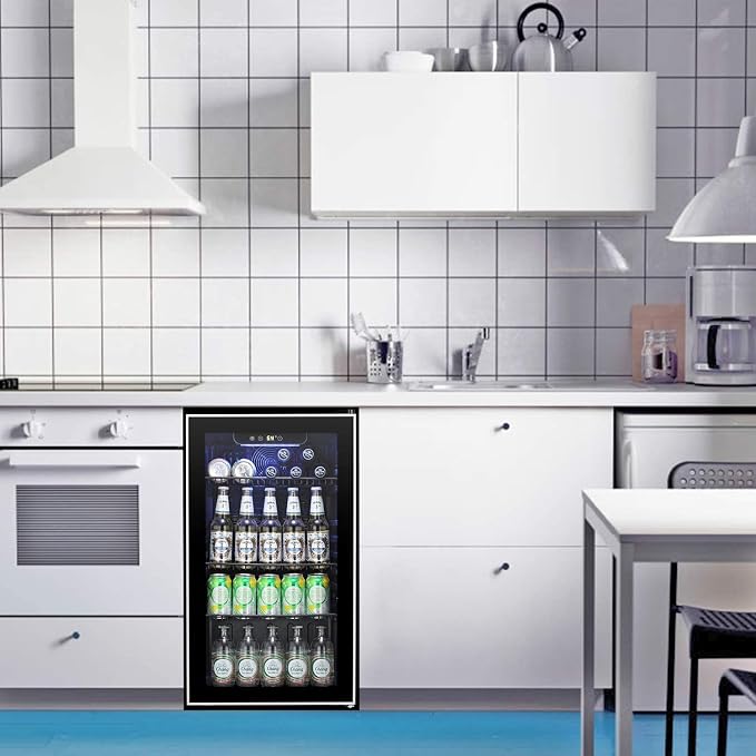 Antarctic Star Beverage Refrigerator Cooler -120 Can Mini Fridge Glass Door for Soda Beer or Wine Constant Glass Door Small Drink Dispenser for Home, Office Bar 3.2cu.ft | 120 can capacity, glass door for soda beer or wine, small drink dispenser clear ... - Image 8