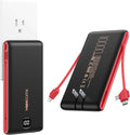 VEEKTOMX Portable Charger with Built in Cables 10000mAh, Power Bank for iPhone with AC Wall Plug, Fast Charging USB C Slim Battery Pack with LED Display Compatible with iPhone 17/16/15/14, Samsung by VEEKTOMX