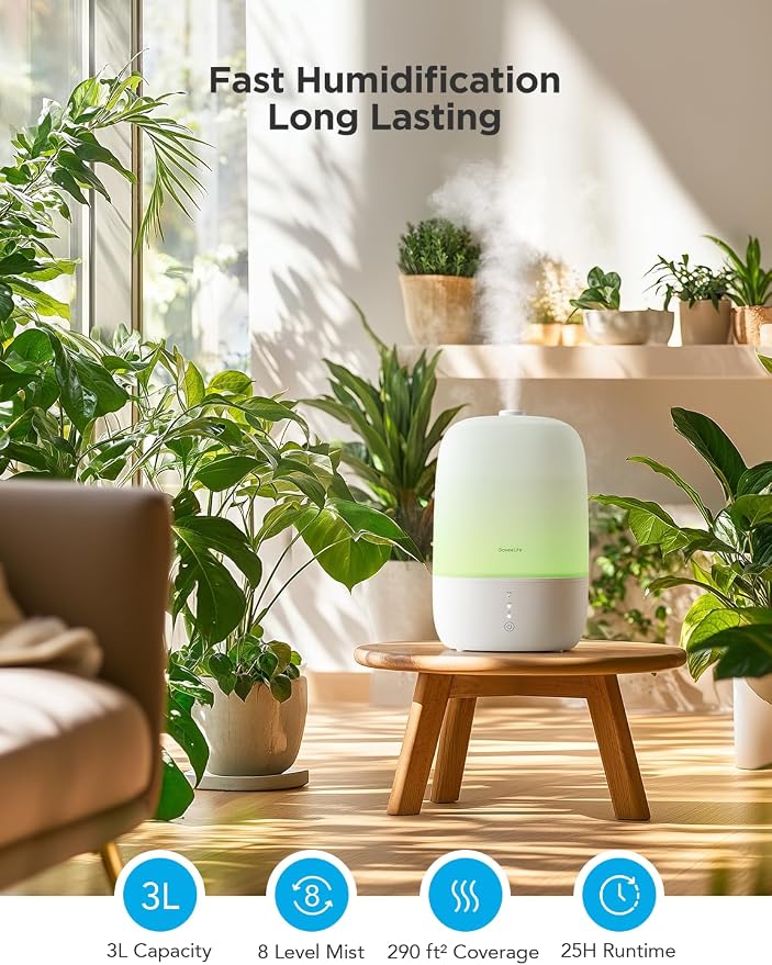 GoveeLife Smart Humidifiers for Bedroom, 3L Top Fill Cool Mist Humidifiers with Essential Oil Diffuser, Humidity Control, WiFi Air Humidifier with Night Light, for Baby, Plants, Home, Work with Alexa - Image 6