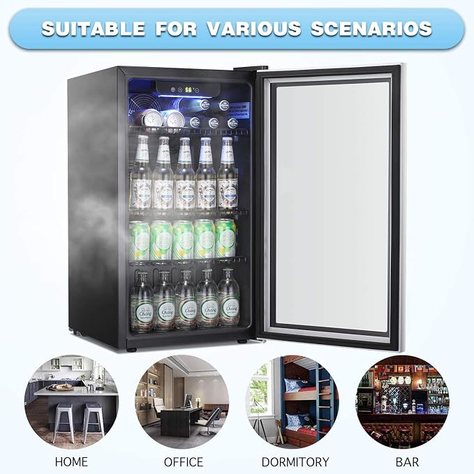 Antarctic Star Beverage Refrigerator Cooler -120 Can Mini Fridge Glass Door for Soda Beer or Wine Constant Glass Door Small Drink Dispenser for Home, Office Bar 3.2cu.ft | 120 can capacity, glass door for soda beer or wine, small drink dispenser clear ... - Image 7