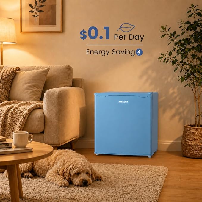 1.7 Cu.Ft Mini Fridge with Freezer for Dorm Office,Blue | Compact Refrigerator Office, Energy Saving Small Fridge Reversible Single Door, Low Noise for Bedroom Small Apartment - Image 8