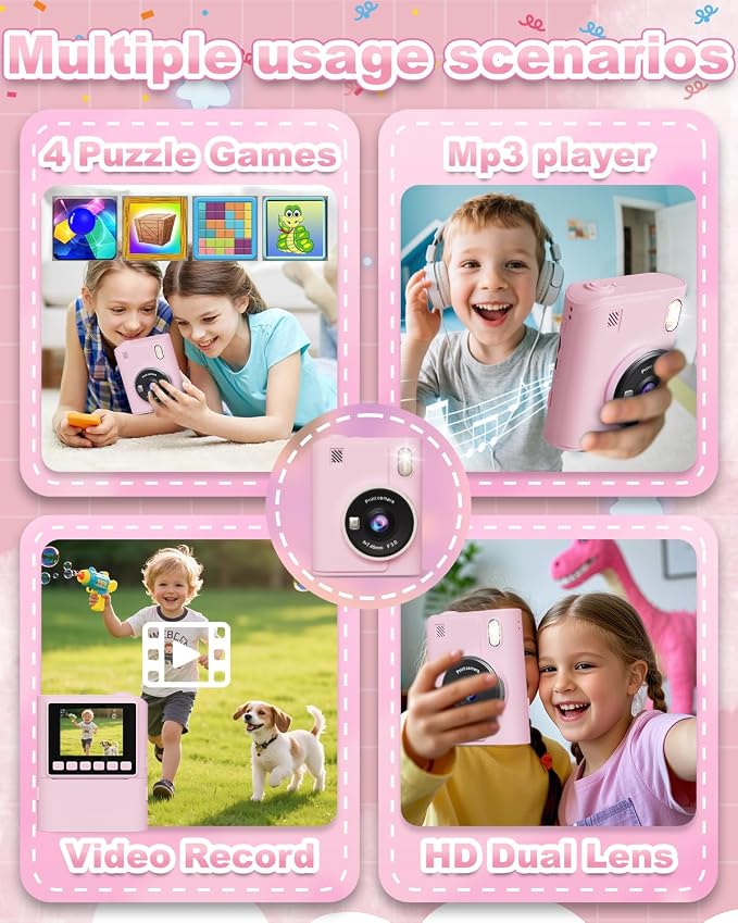 Instant Print Camera for Kids, 1080P Instant Digital Print Cameras for Toddler - Image 3