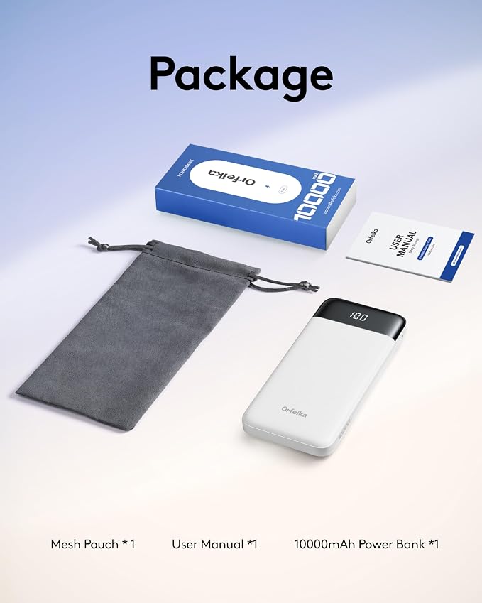 Orfeika Portable Phone Charger, 10000mAh Portable Charger Power Bank with Built-in Cables, Travel Essential Battery Pack Compatible with iPhone, Samsung, Google, iPads, Tablets, etc - Image 9
