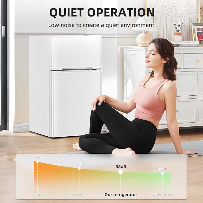 Antarctic Star Compact Refrigerator with Freezer,2 Door Mini Fridge,Adjustable Shelf,Adjustable Thermostat,for Bedroom,Office,Dorm,Kitchen,3.2 Cu.Ft.WHITE - Image 7