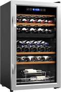 ROVSUN 33 Bottle Wine Fridge, Dual Zone Wine and Beverage Refrigerator with Independent Temp Control & LED Control Panel, Freestanding Wine Cooler Chiller for Red White Wine, Champagne, Beer by ROVSUN
