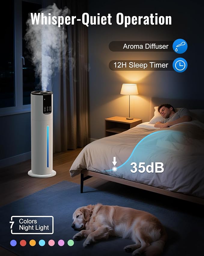 8L Humidifiers for bedroom, Humidifiers large room up to 500 sq ft, Easy to Clean Humidifier with Fully Washable Parts, Ultrasonic Cool Mist Humidifier for Home Plants Baby Nursery Office - Image 5