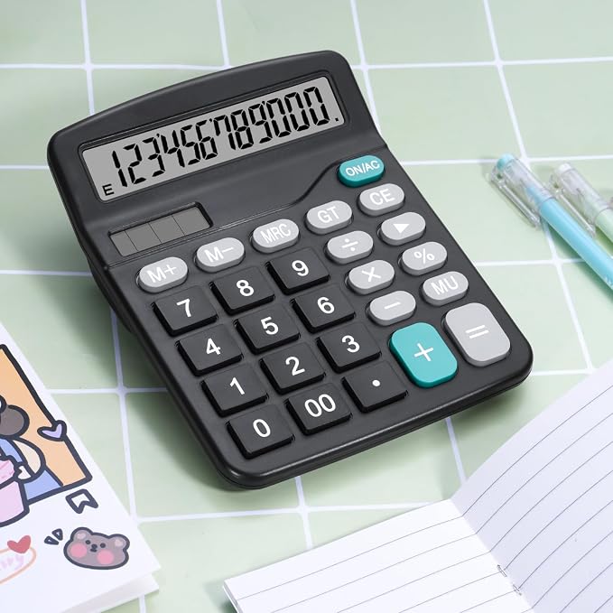 Desktop Calculator with Big Buttons, Dual Power Source, Solar and Battery - Image 2