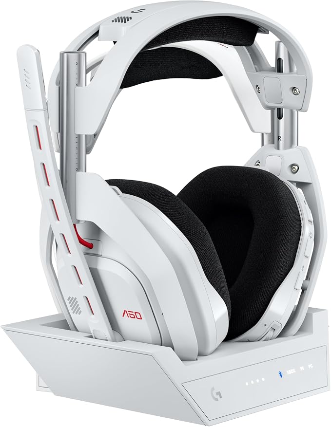 Logitech G Astro A50 Multi-Platform Wireless Gaming Headset - White | For PS5, Xbox, PC, Switch - PLAYSYNC Audio Switcher, <16 bit/48kHz (Console), <24 bit/48 kHz (PC), <24hr Battery, 2.4GHz & BT by Unknown